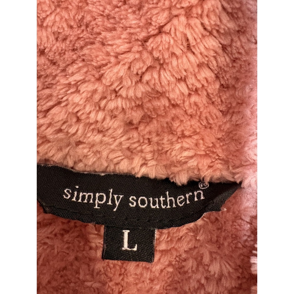 SIMPLY SOUTHERN LONG SLEEVE SOFT SHERPA Coral Pink PULLOVER SWEATSHIRT L Large - Picture 3 of 10